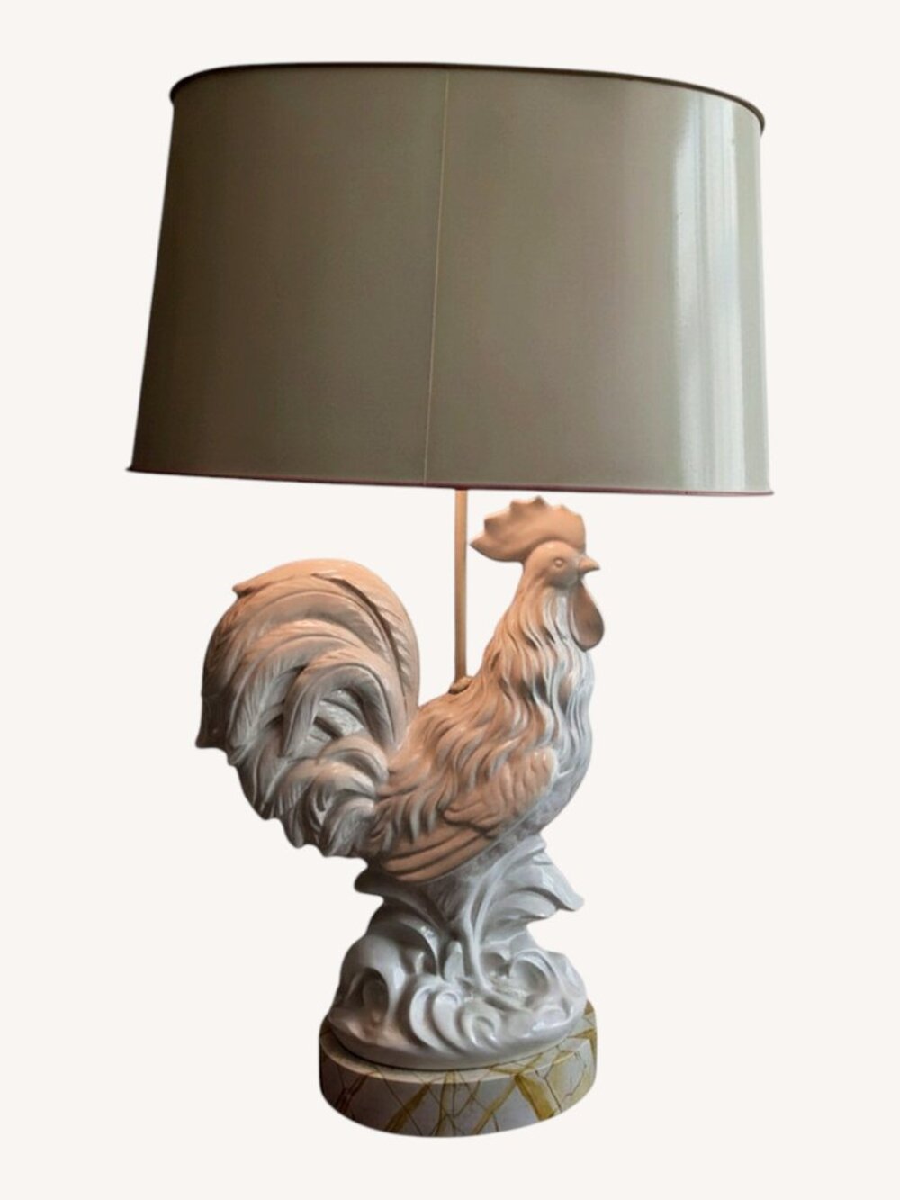 Vintage White Ceramic Rooster Table Lamp